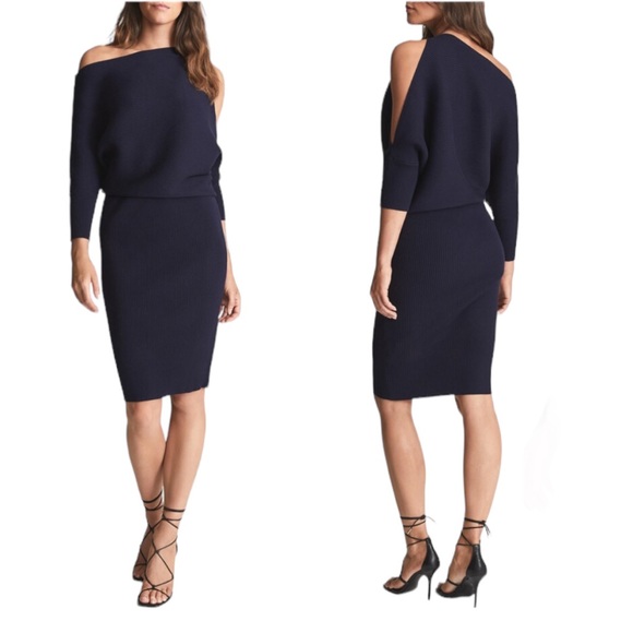Reiss Dresses & Skirts - Reiss Penny Rib Knit Split Sleeve Dress Navy S NWT